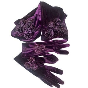 Velvet scarf and gloves deep purple by Neckworks